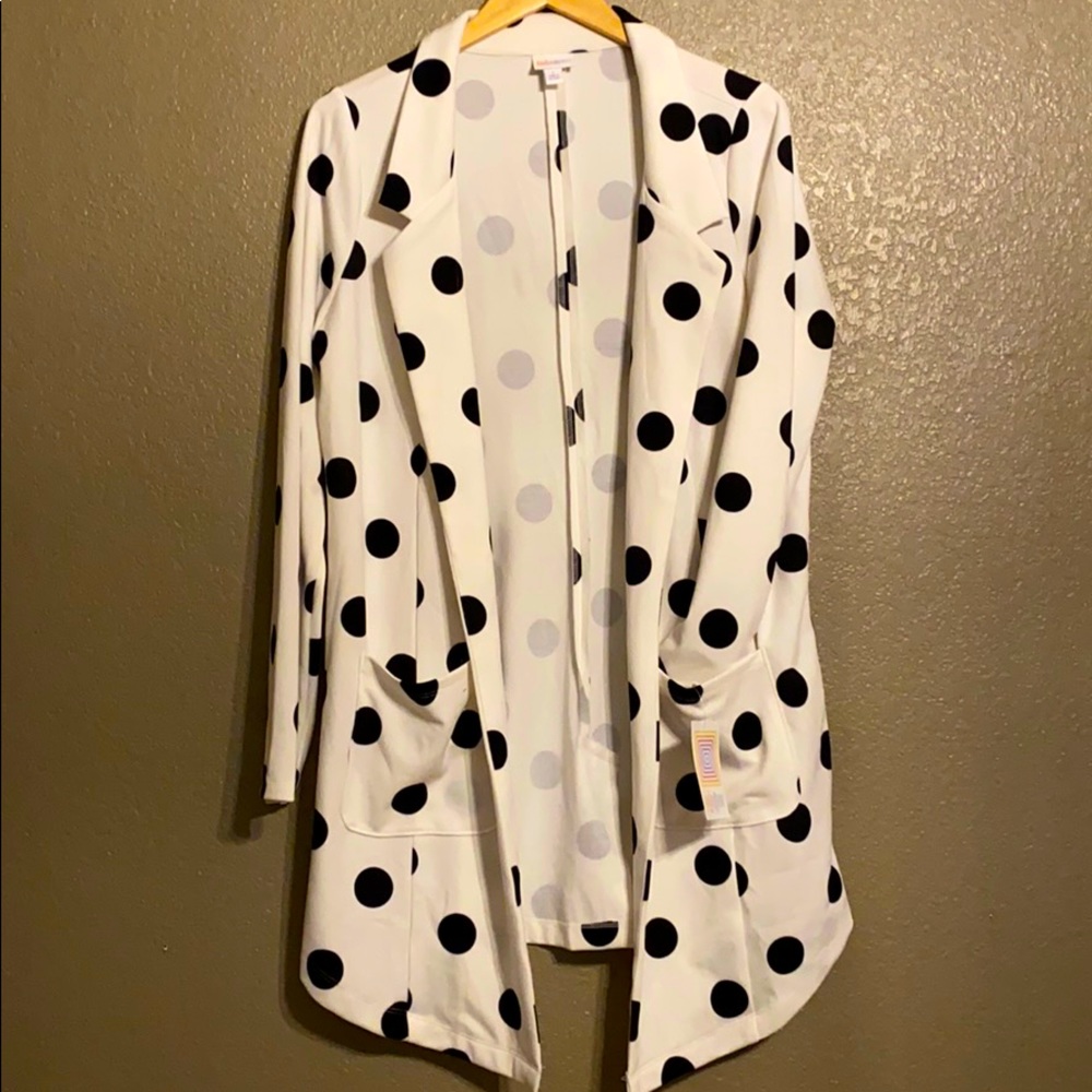 NWT LuLaRoe Black Polka Dot Gwen Blazer Size L